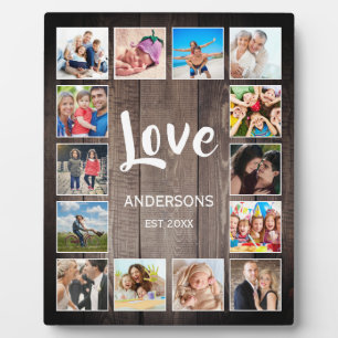 Custom Photo Collage Rustic Farmhouse Family Plaque