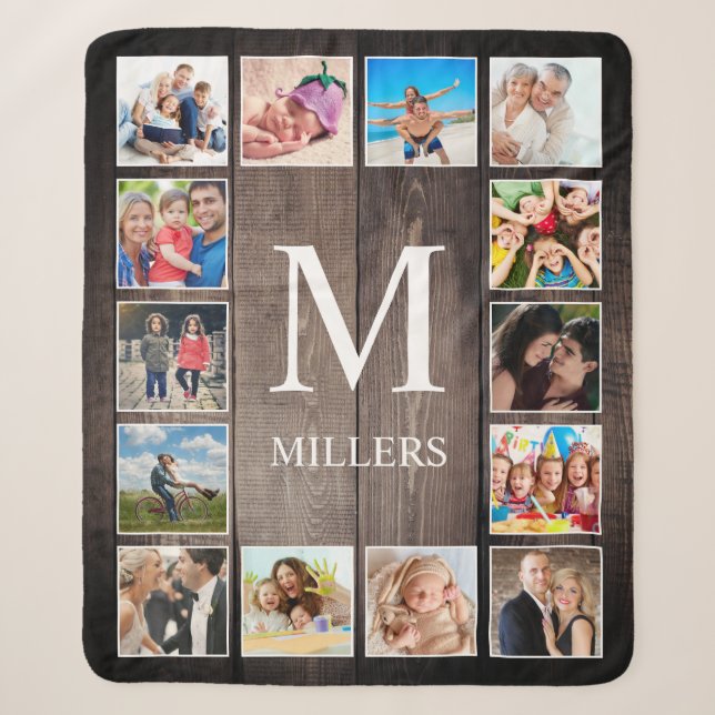 Custom Photo Collage Rustic Farmhouse Family Sherpa Blanket (Front)