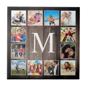 Custom Photo Collage Rustic Farmhouse Family Tile