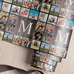 Custom Photo Collage Rustic Farmhouse Family Wrapping Paper