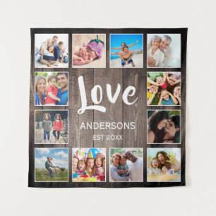 Custom Photo Collage Rustic Farmhouse Love Family Tapestry