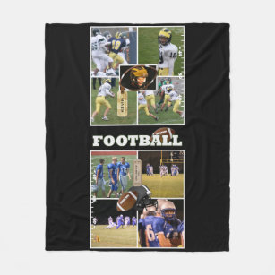 Custom Photo Collage School Football Vertical Fleece Blanket
