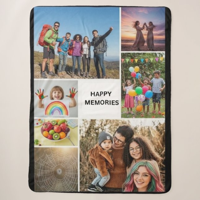 Custom Photo Collage Sherpa Fleece Blanket (Front)