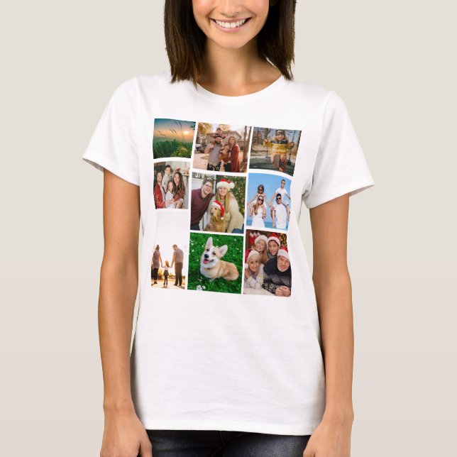 Custom Photo Collage Shirt, Custom 9 Photos   T-Shirt (Front)