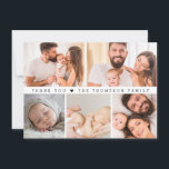 Custom Photo Collage Simple Baby Shower Thank You Card<br><div class="desc">Express your gratitude with our "Baby Shower Photo Collage Simple Heart Thank You Card". This charming card features a sweet, simple design and a customizable photo collage, perfect for showcasing memories from your special day. Personalize the message on the back to add a heartfelt touch, making these thank you cards...</div>
