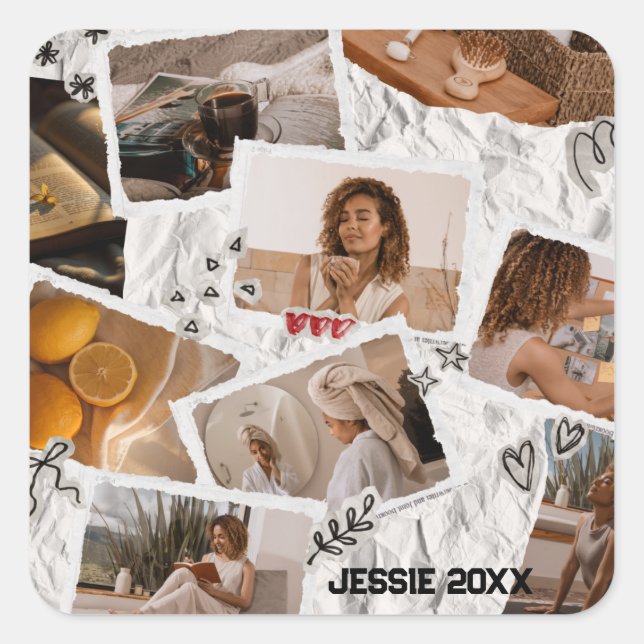 Custom Photo Collage Square Sticker (Front)