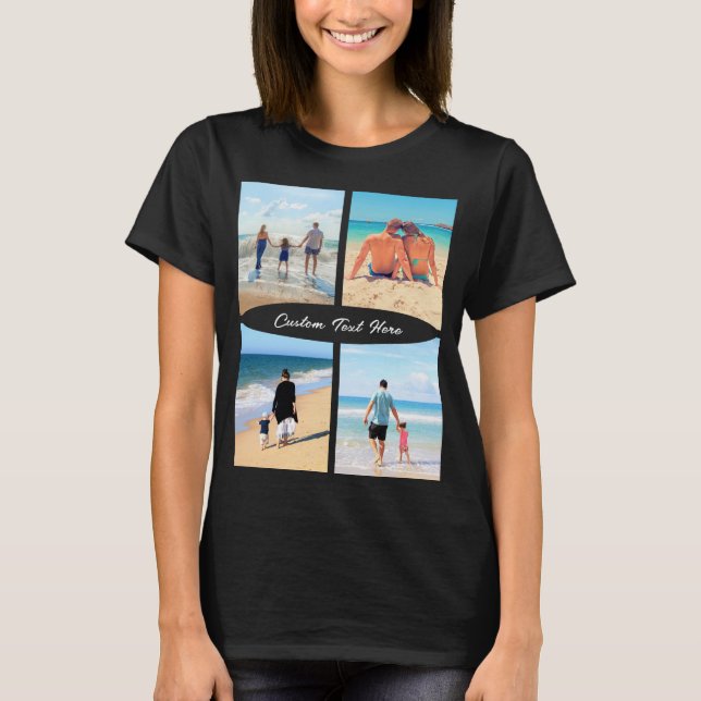 Custom Photo Collage T-Shirt Your Photos and Text (Front)