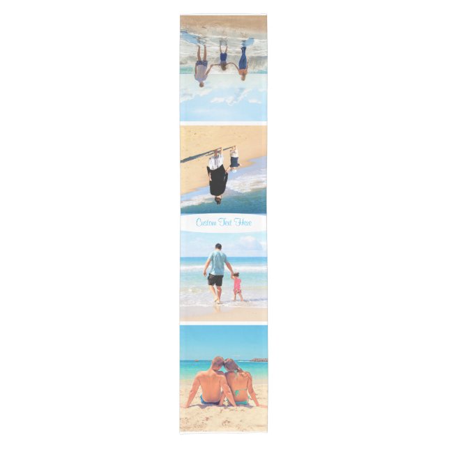 Custom Photo Collage Table Runner Personalize Text (Front)