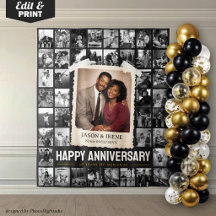 Custom Photo Collage Tapestry, Retro Anniversary