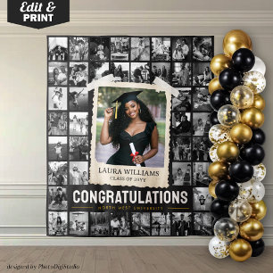 Custom Photo Collage Tapestry, Retro Graduation Tapestry
