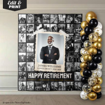 Custom Photo Collage Tapestry, Retro Retirement