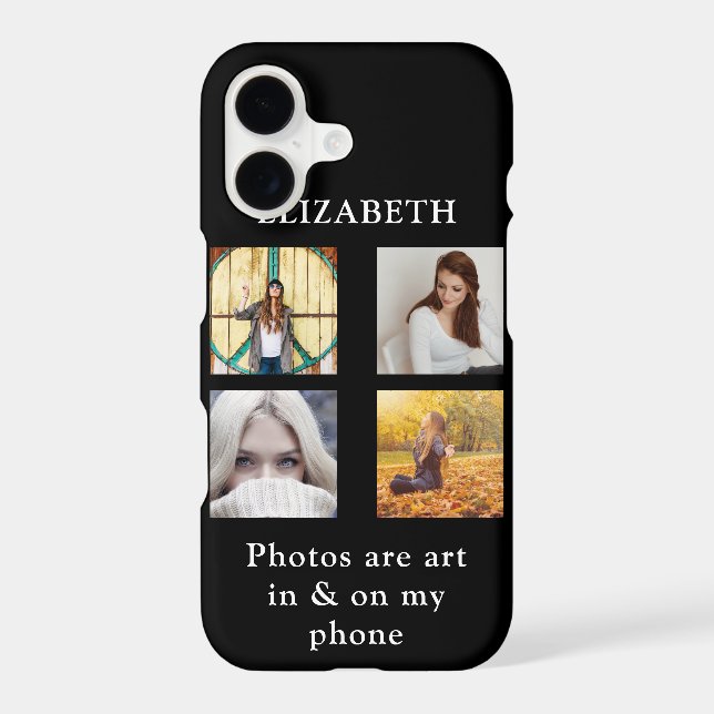 Custom Photo Collage Template With Text Black (Back)