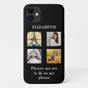 Custom Photo Collage Template With Text Black iPhone 11 Case