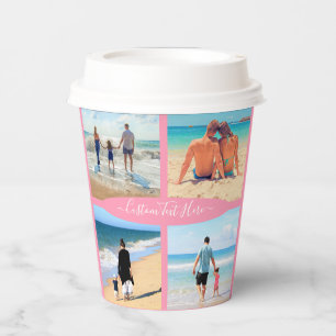 Custom Photo Collage Text Paper Cups Personalized