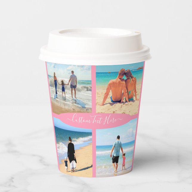 Custom Photo Collage Text Paper Cups Personalized (Front)