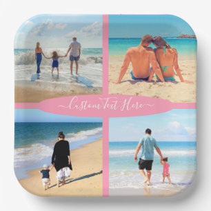 Custom Photo Collage Text Paper Plates Your Photos