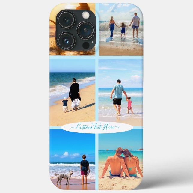 Custom Photo Collage Text Your Family iPhone Case (Back)