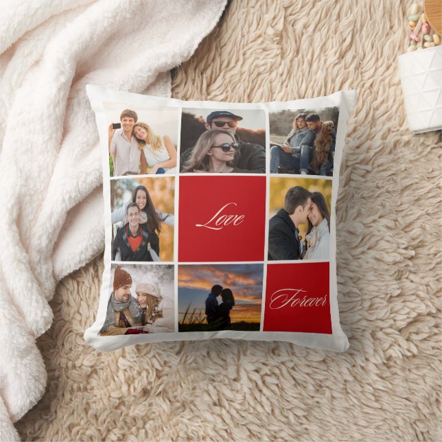 Custom Photo Collage Throw Pillow – Love & Forever (Blanket)