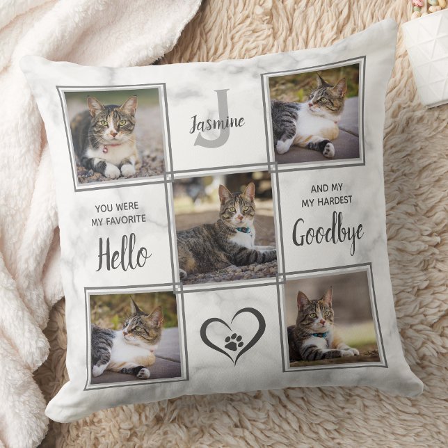 Custom Photo Collage Unique Cat Memorial Throw Pillow (Creator Uploaded)