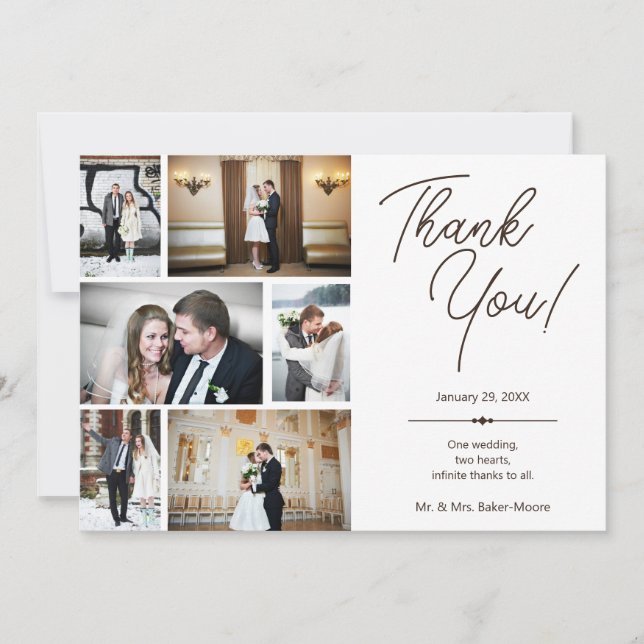 Custom Photo Collage Wedding Thank You Card (Front)