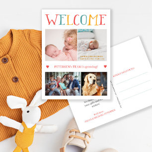 Custom photo collage WELCOME new baby birth Announcement Postcard