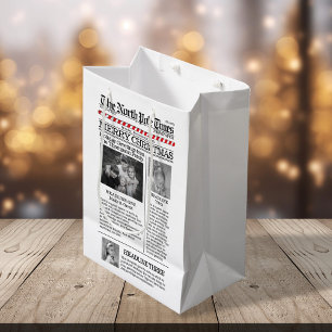 Custom Photo Collage Whimsical Christmas Medium Gift Bag