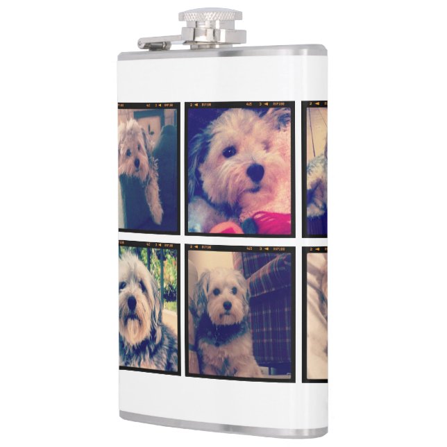 Custom Photo Collage with Square Photos Hip Flask (Left)