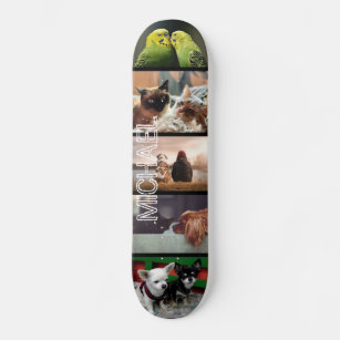 Custom photo collage your name   5 black skateboard