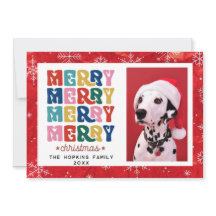 Custom Photo Colourful Christmas Flat Holiday Card