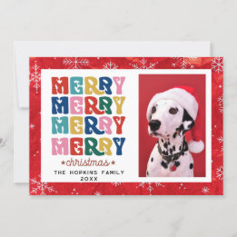 Custom Photo Colourful Christmas Flat Holiday Card