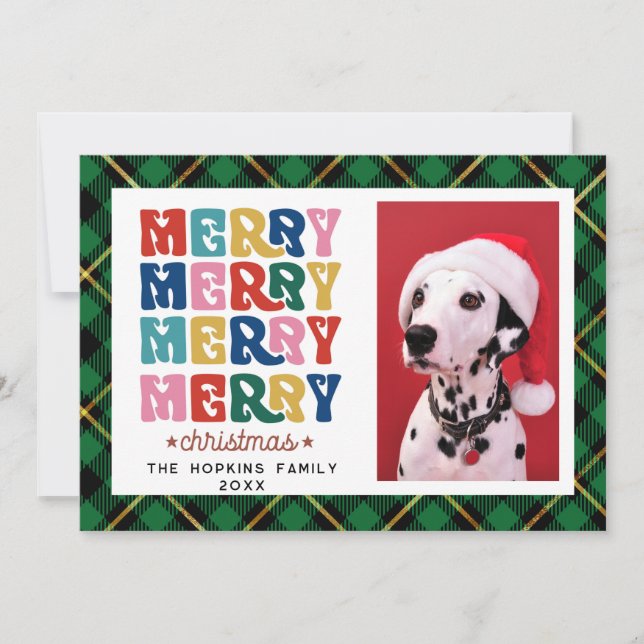 Custom Photo Colourful Christmas Flat Holiday Card (Front)
