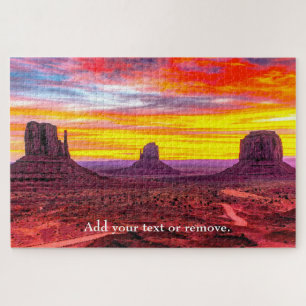 Custom photo colourful sunset Monument Valley Utah Jigsaw Puzzle