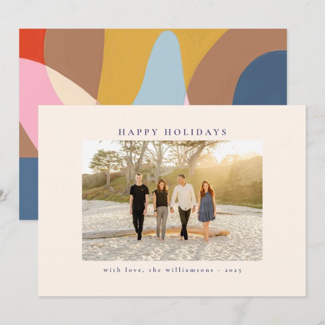 Custom Photo Colourful Unique Abstract Happy Holiday Card (Front/Back)