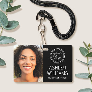 Custom Photo Company Logo Name Employee Black ID Badge
