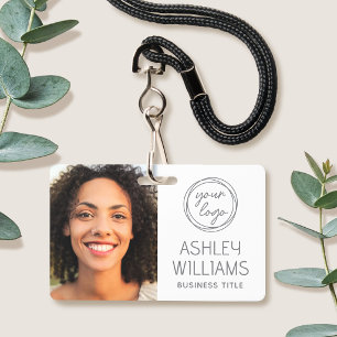 Custom Photo Company Logo Name Employee White ID Badge