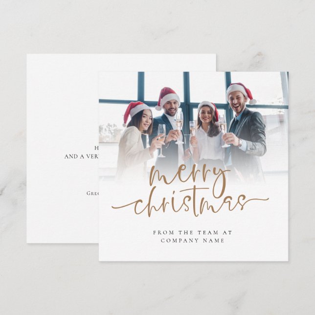 Custom Photo Company Script Merry Christmas Holiday Card (Front/Back)