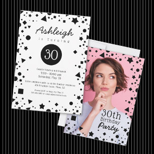 Custom Photo Confetti 30th Birthday Invitation