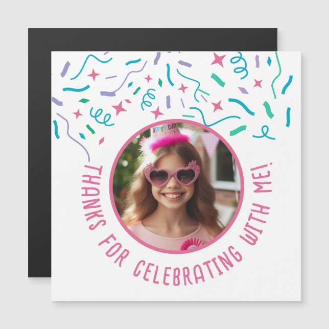 Custom Photo Confetti Birthday Party Thank You  (Front/Back)