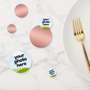 Custom Photo Confetti w Rose Gold  Accents