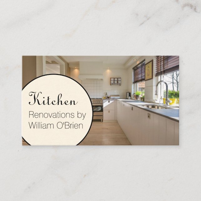Custom Photo Contractor Kitchen Home Business Card (Front)