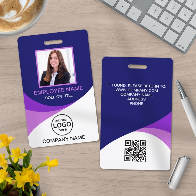 Custom Photo Corporate Employee Barcode Purple Badge (Creator Uploaded)