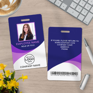 Custom Photo Corporate Employee Barcode Purple Badge