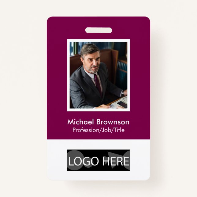 Custom Photo Corporate Employee Name Barcode Badge (Front)