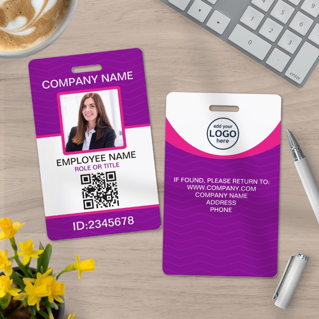 Custom Photo Corporate Employee QR Code Purple Badge (Creator Uploaded)