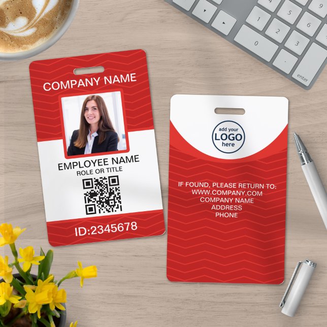 Custom Photo Corporate Employee QR Code Red Badge (Creator Uploaded)