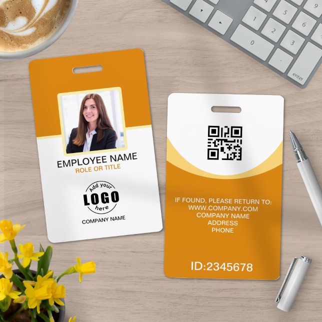 Custom Photo Corporate Employee QR Code Yellow Badge (Creator Uploaded)