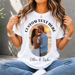 Custom Photo Couple and Text Anniversary Gift T-Shirt
