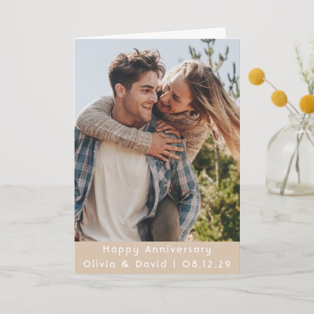 Custom Photo Couple Anniversary Folded Card (Front)