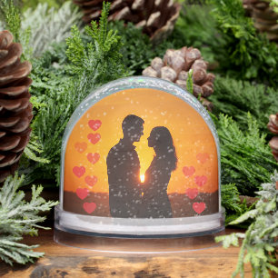 Custom photo Couple heart Snow Globe