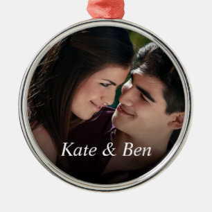 Custom Photo Create Your Own Couples Metal Ornament